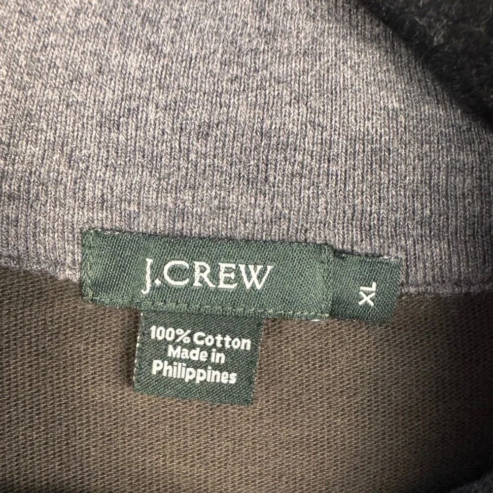 J Crew Sweater Sweatshirt Mens XL Brown‎ Pullover Quarter Zip Mock Neck